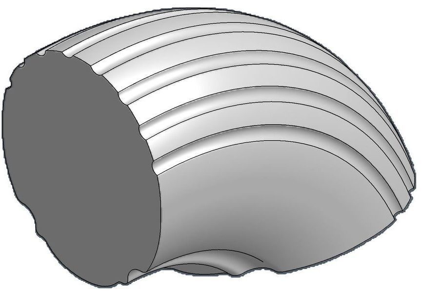 lengthwise grooved, round