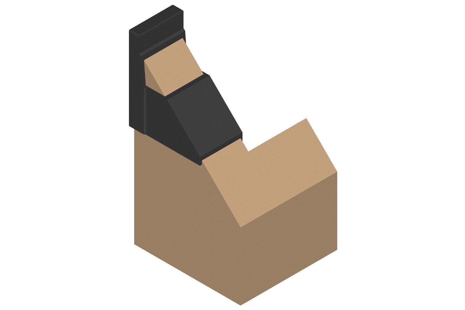 V025-Gehrungspolsterecke | Gehrungspolsterecke aus Kunststoff und Polster, montiert an einer Türkante, zum Schutz vor Stößen und Beschädigungen.