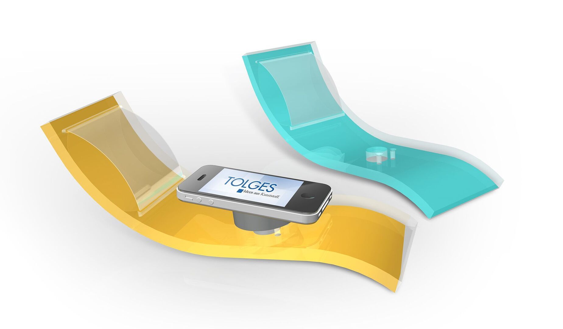 The image shows a cell wig in turquoise and yellow on a white background